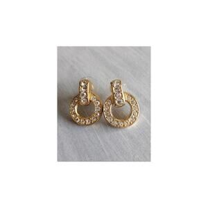 Christian Dior Goldtone & Rhinestone Post Earrings‎ with Rhinestones